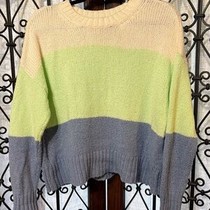 American Eagle Outfitters Colorblock Sweater - Cream, Lime, Slate